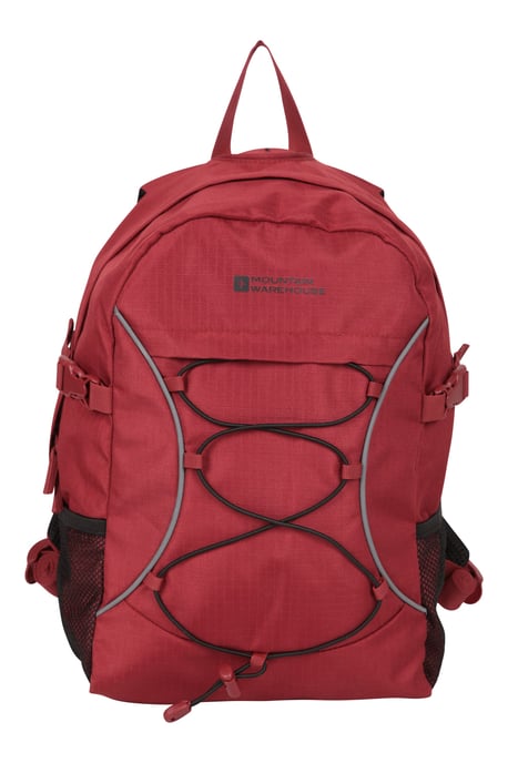 'Bolt' Unisex Backpack with Multiple Pockets Ripstop Fabric Everyday Rucksack Dark Red - Image 2