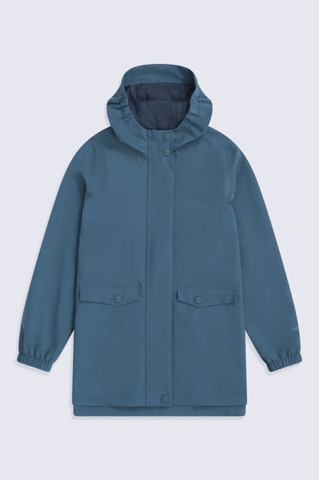 'Hyde' Kids Waterproof Jacket Breathable Taped Seams Hooded Outdoor Rain Coat Blue - Image 1