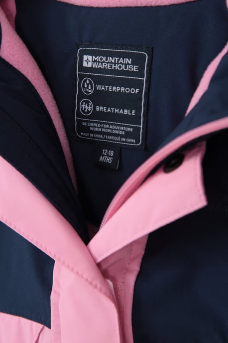 Baby Colour Block Waterproof Jacket with Taped Seams Breathable Rain Coat Pink - Image 4