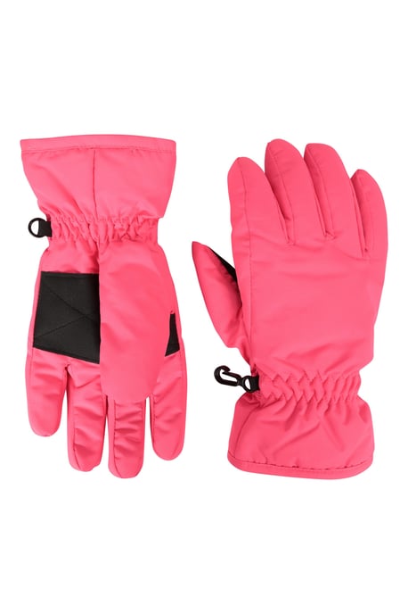 Kids Ski Gloves Warm Snowproof Water Resistant Textured Palm Winter Mittens Pink - Image 1