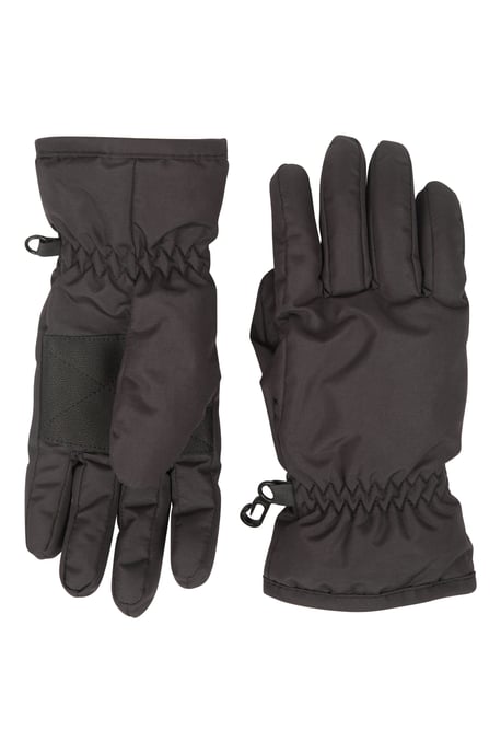 Kids Ski Gloves Warm Snowproof Water Resistant Textured Palm Winter Mittens Black - Image 1