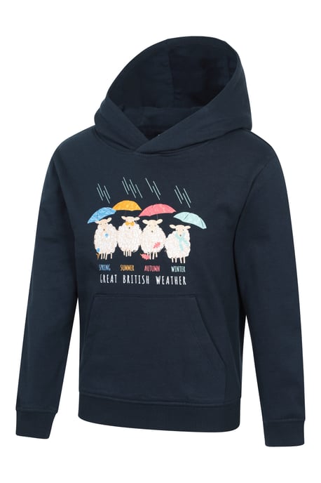 'Great British Weather' Kids Regional Hoodie Soft Warm Comfortable Casual Outdoor Top Navy - Image 2
