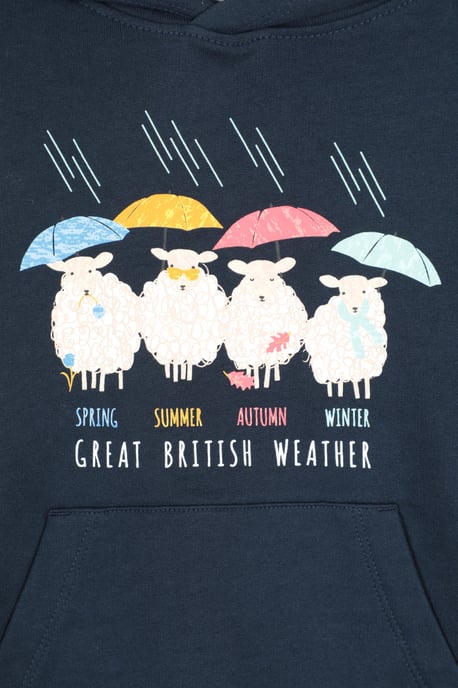 'Great British Weather' Kids Regional Hoodie Soft Warm Comfortable Casual Outdoor Top Navy - Image 4