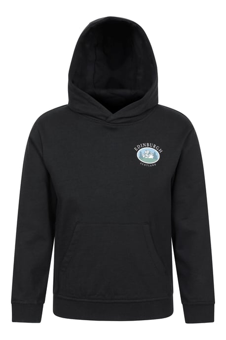 'Edinburgh' Kids Regional Hoodie Casual Jumper Comfortable Pullover Hooded Top Black - Image 1