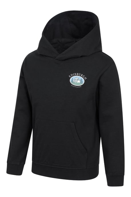 'Edinburgh' Kids Regional Hoodie Casual Jumper Comfortable Pullover Hooded Top Black - Image 2
