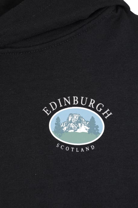 'Edinburgh' Kids Regional Hoodie Casual Jumper Comfortable Pullover Hooded Top Black - Image 4