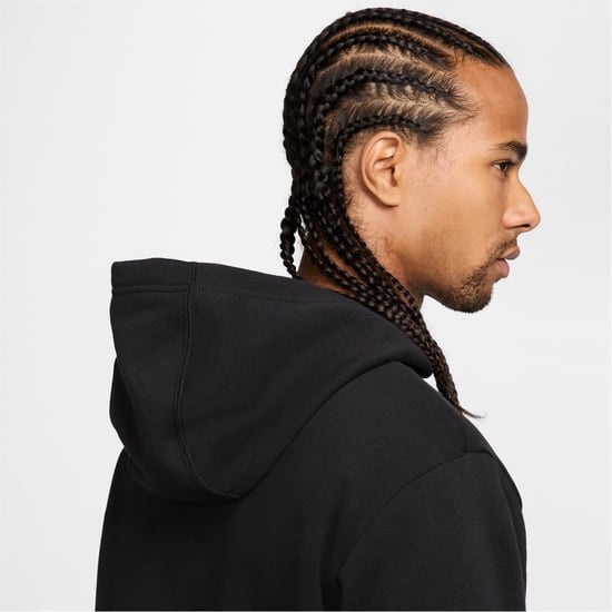 Men's Nike NSW SW AIR PO HOODY FLC BB in Black/White - Image 5