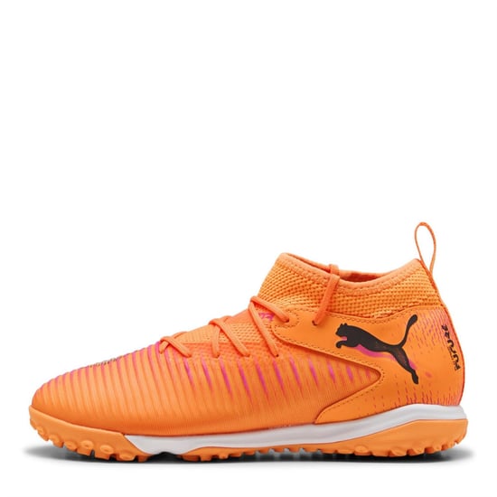 Boys Puma Kids Future 8 Match TT + Mid Astro Turf Football Boots in Ht Fr-Blk-Rvsh - Image 2