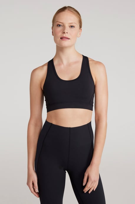 'Mesh Motion' Women's Sports Bra High Support Stretchy Quick Dry Racer Back Black - Image 1