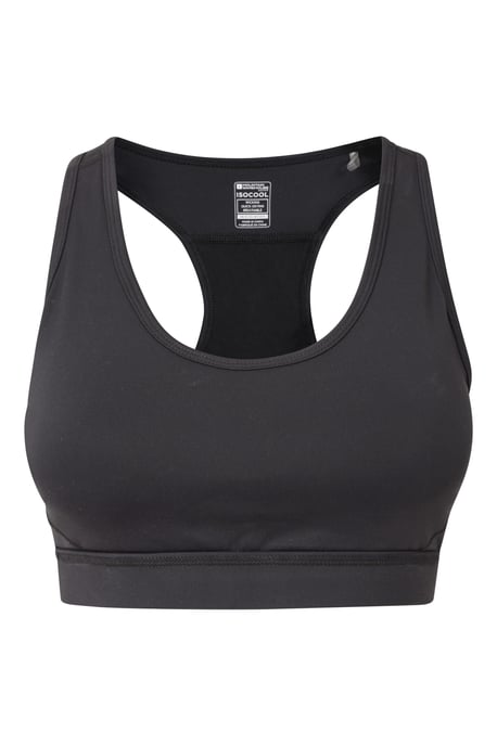 'Mesh Motion' Women's Sports Bra High Support Stretchy Quick Dry Racer Back Black - Image 5