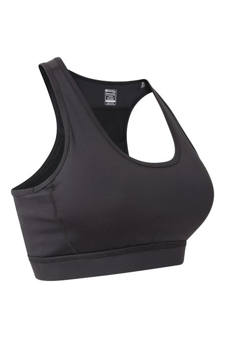 'Mesh Motion' Women's Sports Bra High Support Stretchy Quick Dry Racer Back Black - Image 6