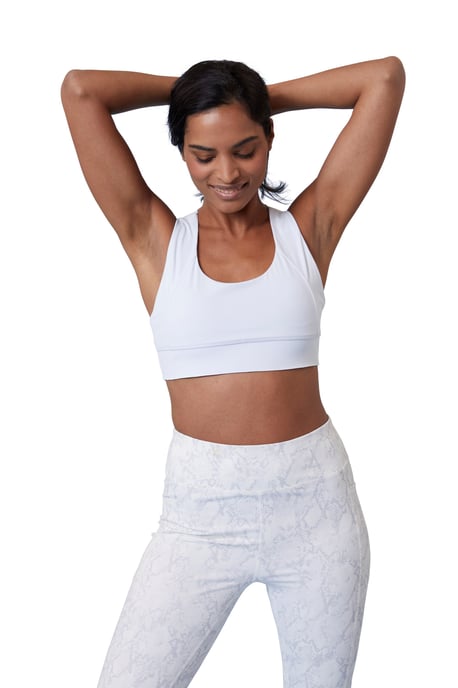 'June' Women's Mid Support Bra Lightweight Breathable Stretchy Crossover Back Blue - Image 5