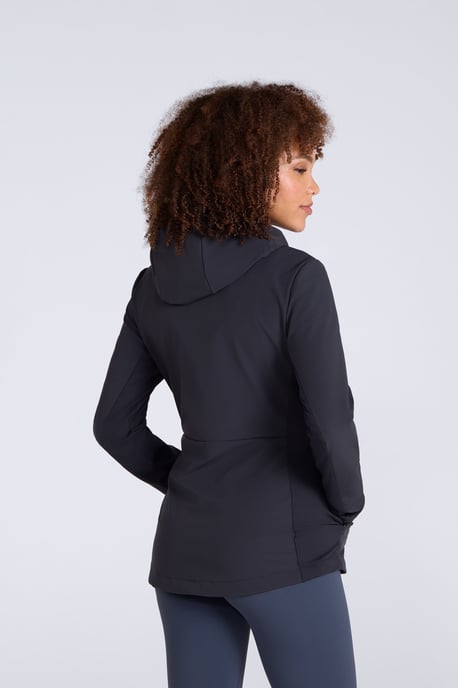 'Solstice' Women's Active Softshell Jacket Water-Resistant Lightweight Hooded Layer Black - Image 4