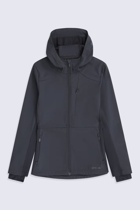 'Solstice' Women's Active Softshell Jacket Water-Resistant Lightweight Hooded Layer Black - Image 6