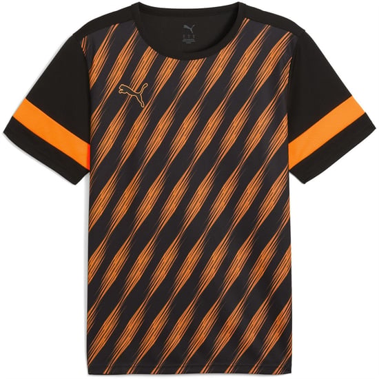 Men's Puma Attacanto Graphic Jersey Short Sleeve Performance T-Shirt in Black/Heat Fi - Image 1