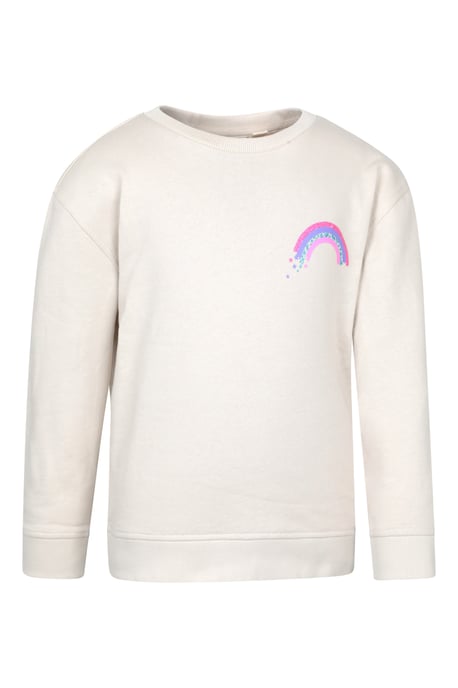 Kids Crew Neck Sweatshirt Casual Comfortable Lightweight Children's Pullover Top Cream - Image 2