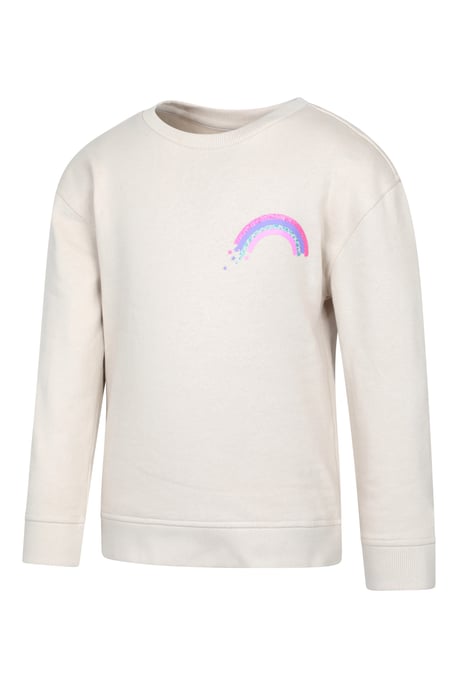 Kids Crew Neck Sweatshirt Casual Comfortable Lightweight Children's Pullover Top Cream - Image 4