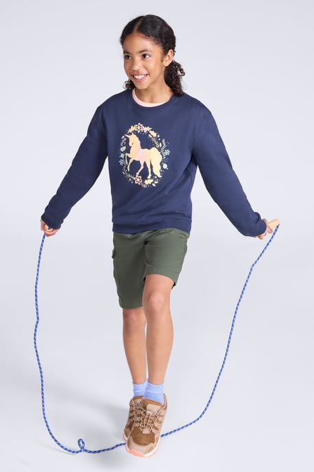 Kids Crew Neck Sweatshirt Casual Comfortable Lightweight Children's Pullover Top Dark Blue - Image 3