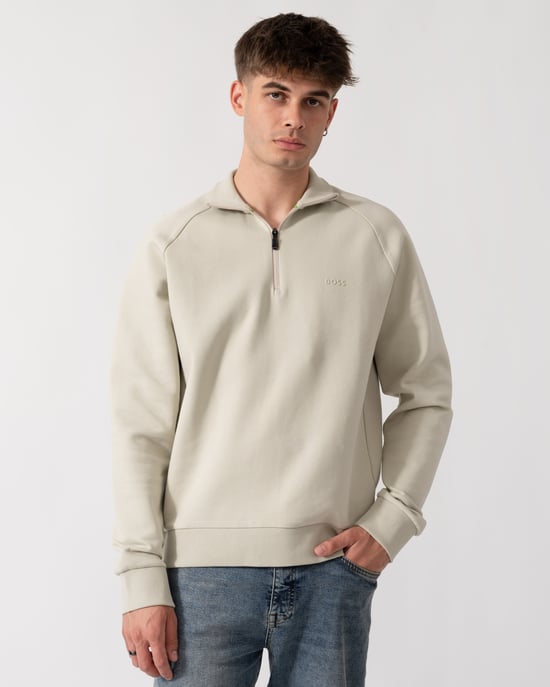 Regular Fit Long Sleeve Logo Detail Sweatshirt in Light Grey - Image 1