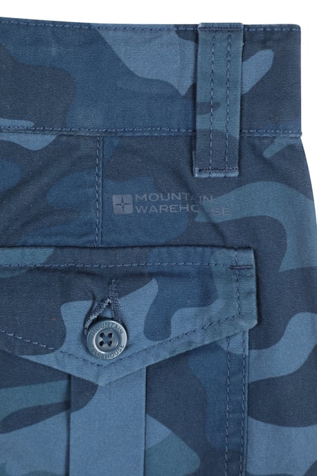 'Camo' Kids Cargo Shorts Cotton Multiple Pockets Comfy Casual Bottoms Dark Blue - Image 5