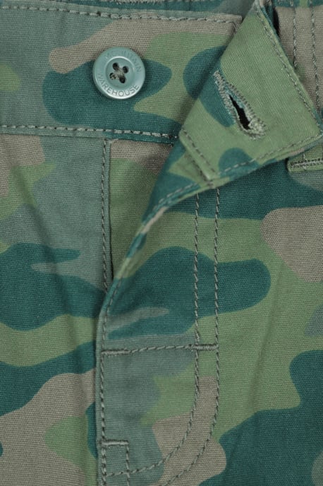 'Camo' Kids Cargo Shorts Cotton Multiple Pockets Comfy Casual Bottoms Forest Green - Image 4