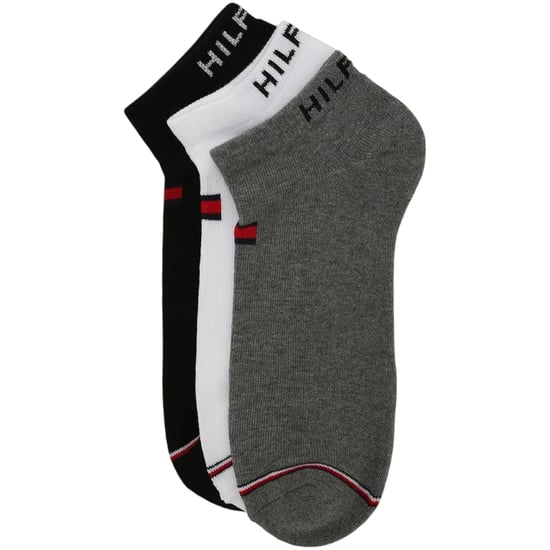 Tommy Hilfiger Mens Ankle Socks 3 Pack Flag Embroidery Stretchy Trainer Socks - Image 1