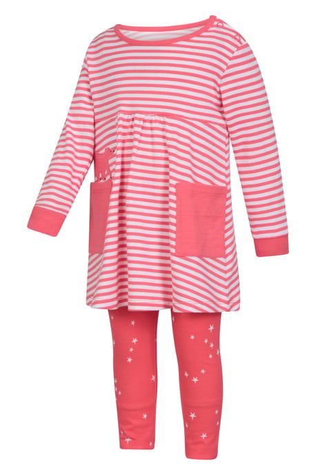 Baby Long Sleeve Dress Leggings Set Casual Lightweight Comfortable Kids Outfit Pink - Image 4
