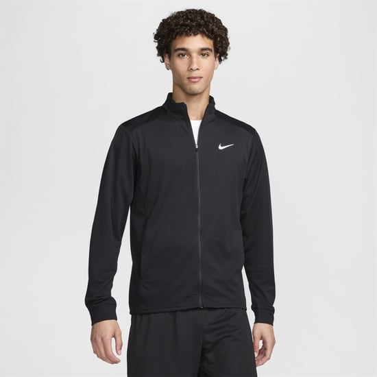 Men's Nike Mock Neck Ribbed Cuff Performance Jacket in Black/White - Image 1
