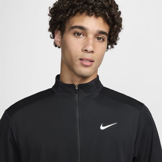Men's Nike Mock Neck Ribbed Cuff Performance Jacket in Black/White - Image 3