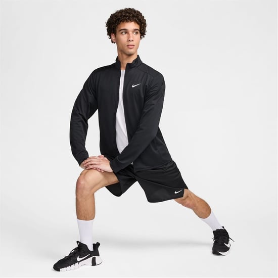 Men's Nike Mock Neck Ribbed Cuff Performance Jacket in Black/White - Image 5