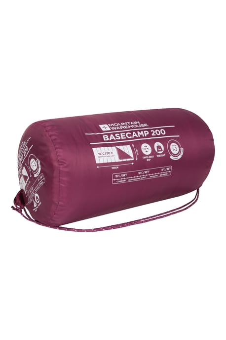 'Basecamp 200' Sleeping Bag with Two Way Zip Summer Camping Sack Bed Berry - Image 5