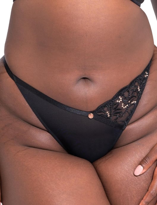 Scantilly by Curvy Kate Ornate Thong - Black - Image 1