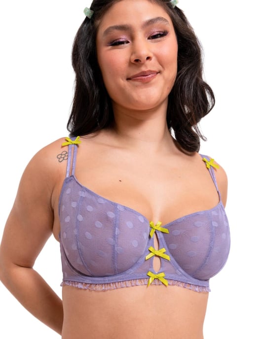 Curvy Kate Frill Me Balcony Bra - Mauve/Lime - Image 1