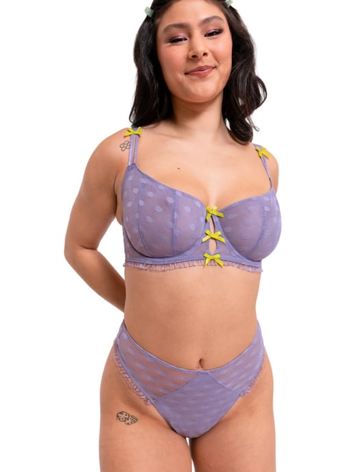 Curvy Kate Frill Me Balcony Bra - Mauve/Lime - Image 5