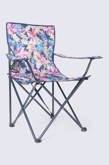 Patterned Folding Chair Lightweight Portable Beach Seat With Built-In Cup Holder Pink - Image 1