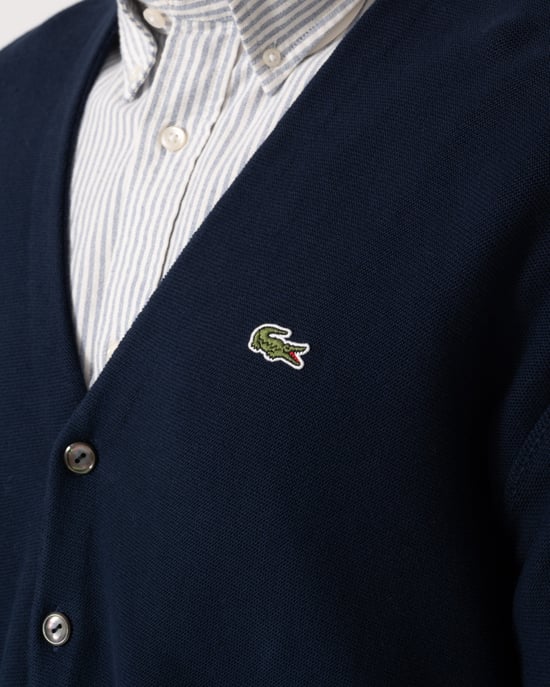 Long Sleeve Logo Detail Cardigan in Navy - Image 4