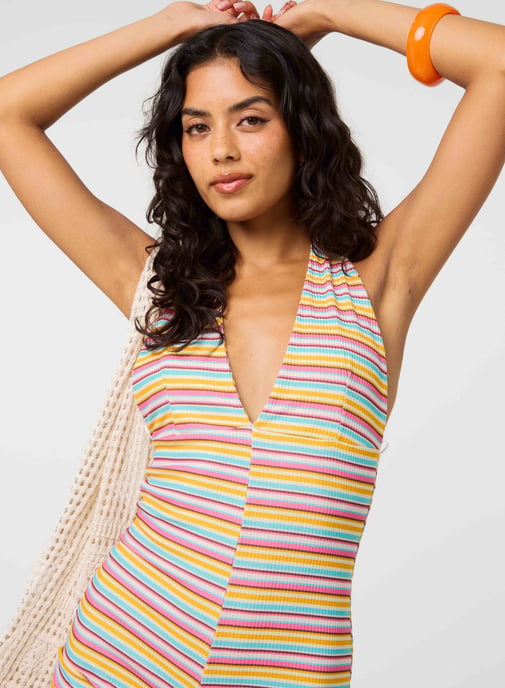Multi Stripe Halter Playsuit - Image 3