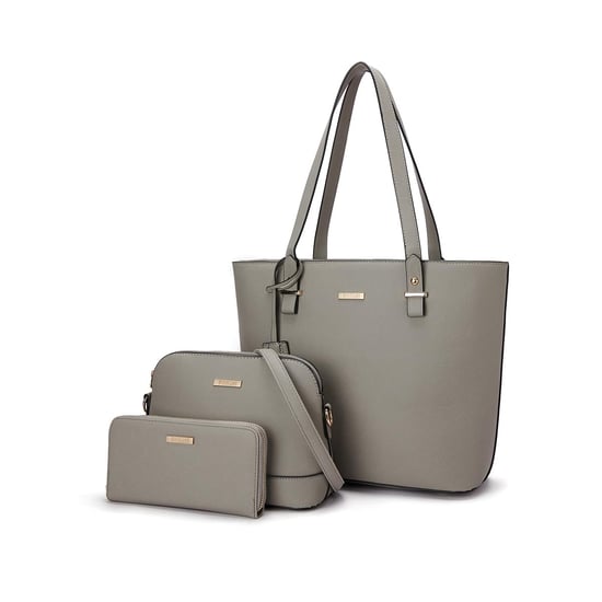Women’s 3 Piece Handbag Set, Tote Crossbody Bag Purse in Grey - Image 1