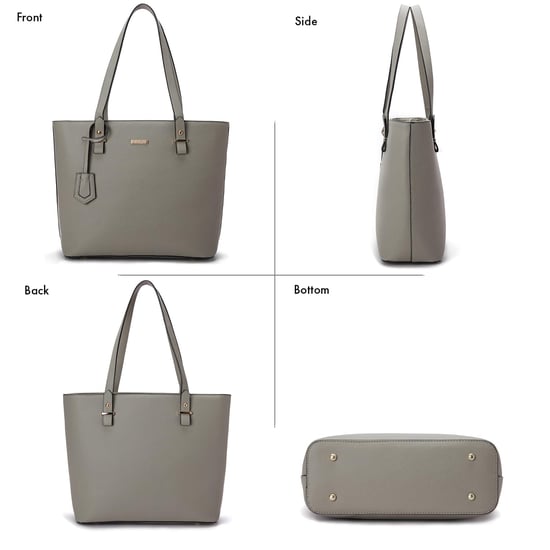 Women’s 3 Piece Handbag Set, Tote Crossbody Bag Purse in Grey - Image 3