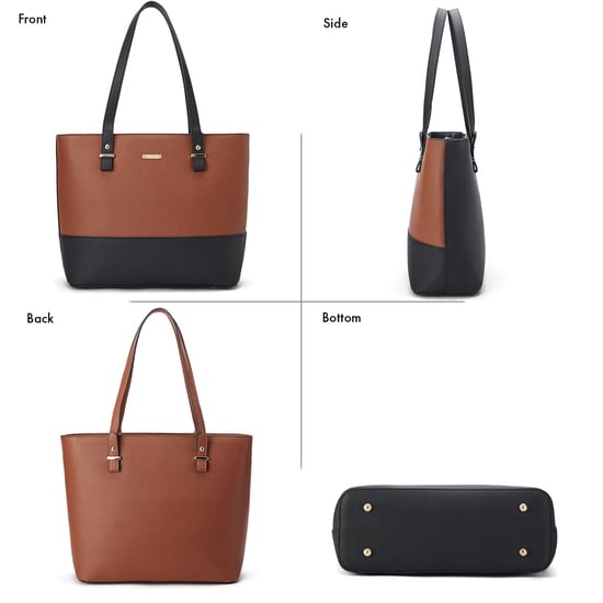 Women’s 3 Piece Handbag Set, Tote Crossbody Bag Purse in Black Brown - Image 3