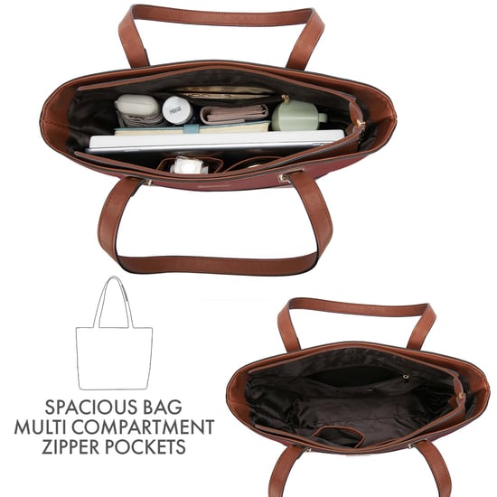 Women’s 3 Piece Handbag Set, Tote Crossbody Bag Purse in Tan - Image 6