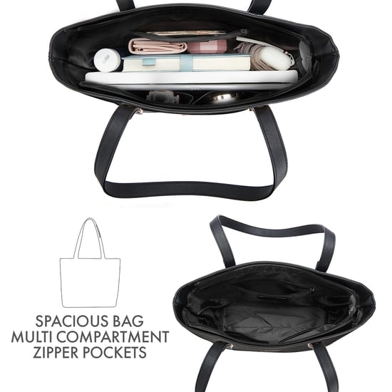 Women’s 3 Piece Handbag Set, Tote Crossbody Bag Purse in Black - Image 6