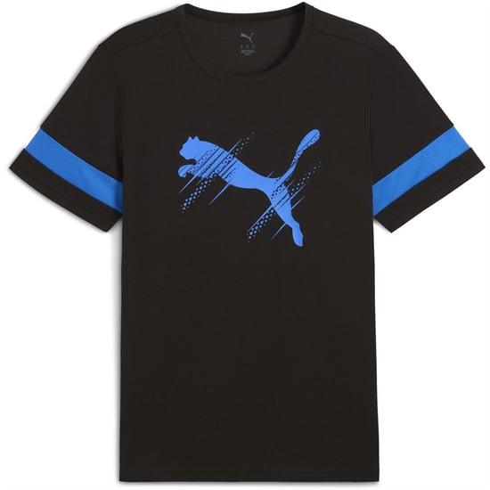 Men's Puma Attacanto Logo Jersey Short Sleeve Performance T-Shirt in Black/Ultra B - Image 1