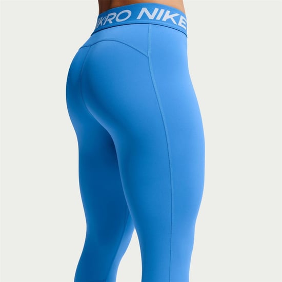 Women's Nike Pro Mid Rise Mesh Panelled Leggings in Lt Photo Blue - Image 2