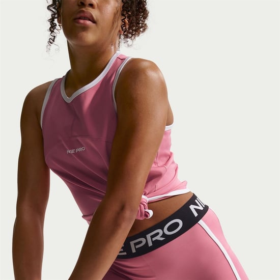 Girls Nike Pro Performance Tights in Peony/Black - Image 3