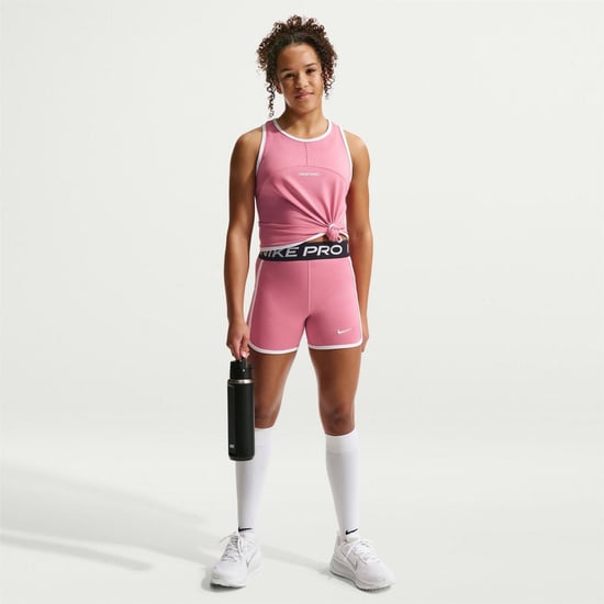 Girls Nike Pro Performance Tights in Peony/Black - Image 4
