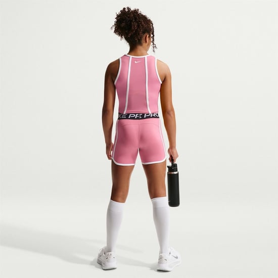 Girls Nike Pro Performance Tights in Peony/Black - Image 5
