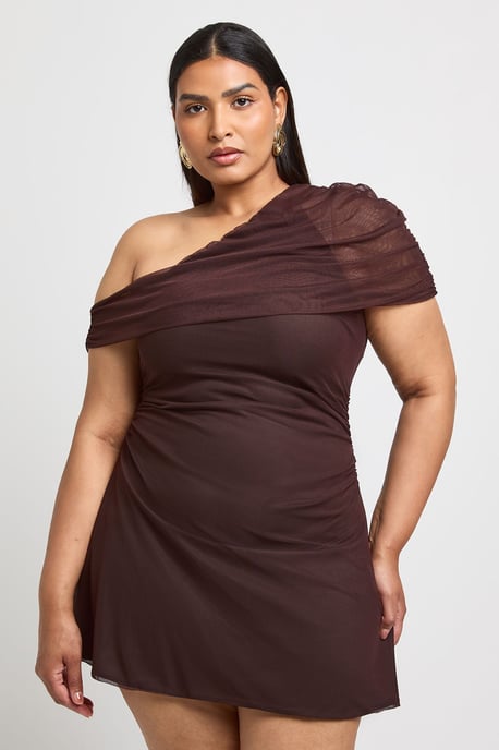 Plus One Shoulder Mini Dress - Image 1