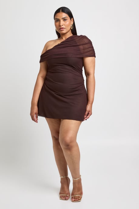 Plus One Shoulder Mini Dress - Image 3