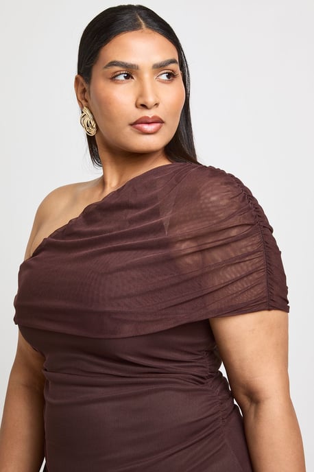Plus One Shoulder Mini Dress - Image 4
